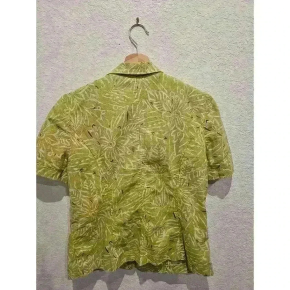 Sag Harbor  Short Sleeve Button Up Blazer Jacket Linen Blend Green Sz Small - Picture 3 of 3
